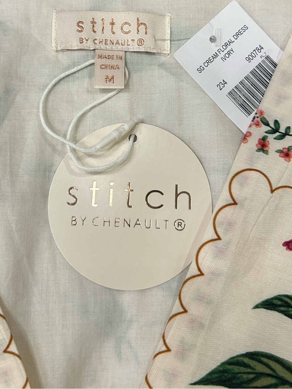Stitch by Chenault Cream Floral Midi Dress Size Medium NWT - Picture 5 of 9